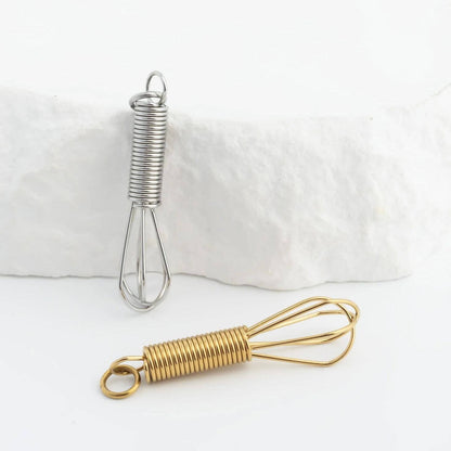 18K Gold PVD Stainless Steel Whisk Charm: Stainless