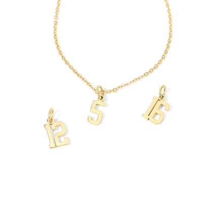 18K Gold PVD Stainless Steel Small Number Charm: 10