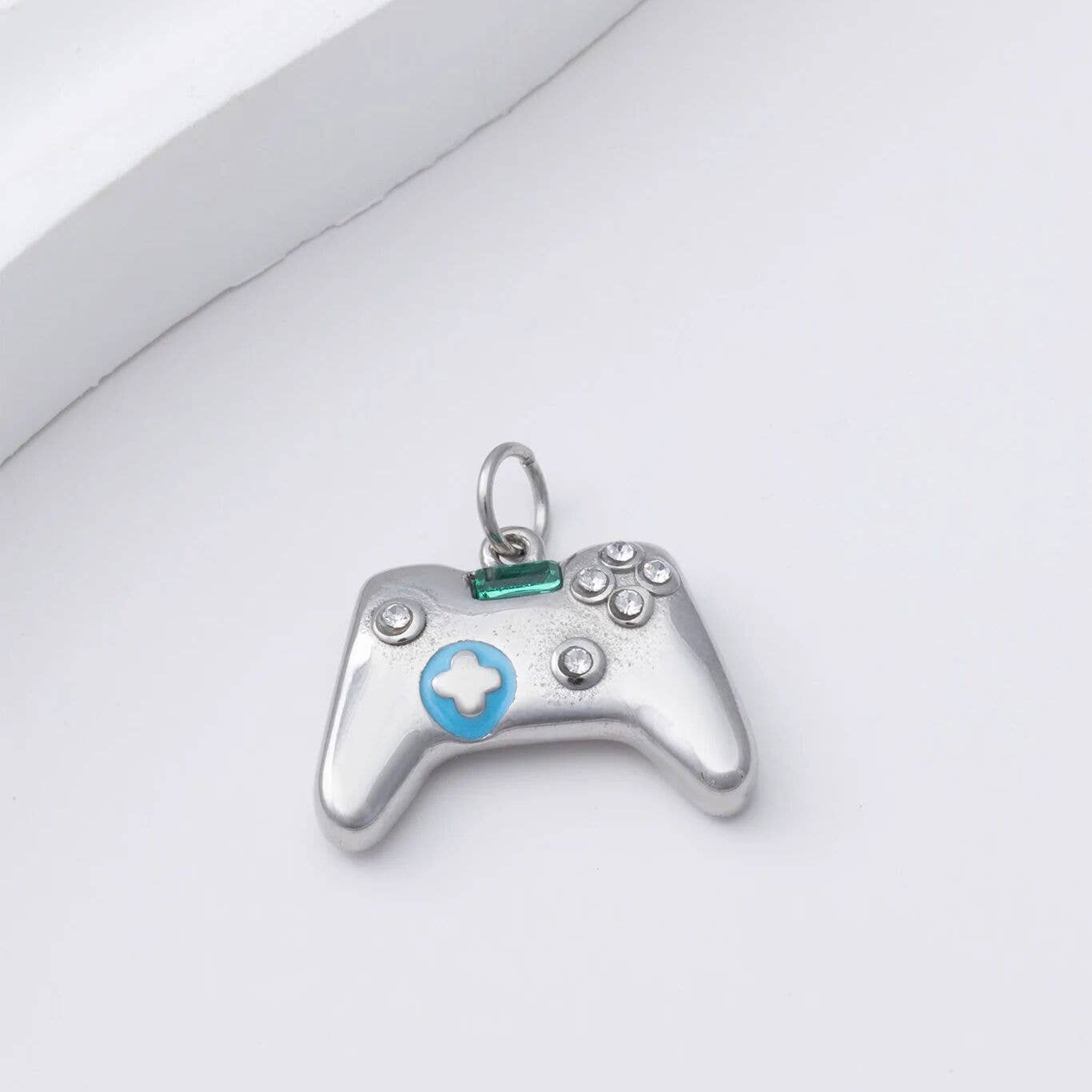 18K Gold PVD Stainless Steel Game Controller Charm: Stainless