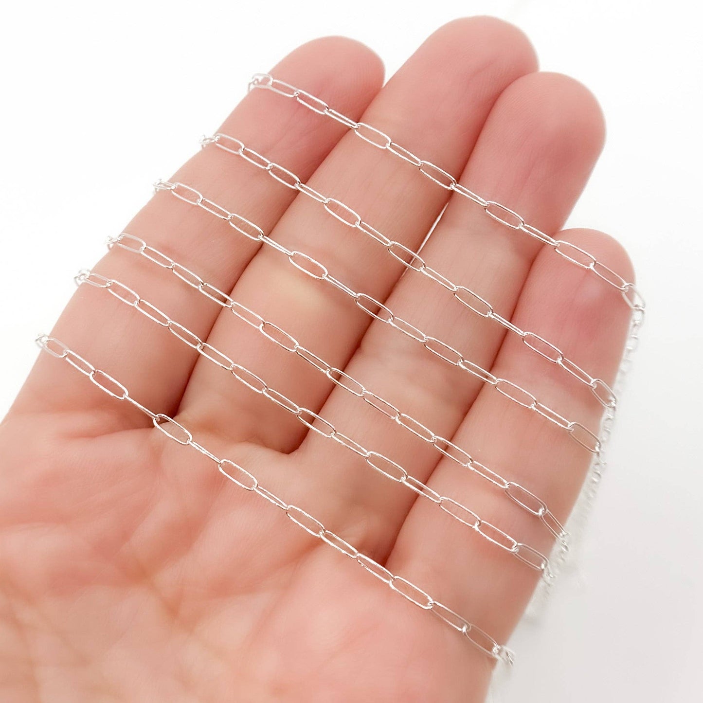 Permanent  Jewelry Sterling Silver Smooth Paperclip Chain: 7in. / 1.1mm-2mm / Paperclip