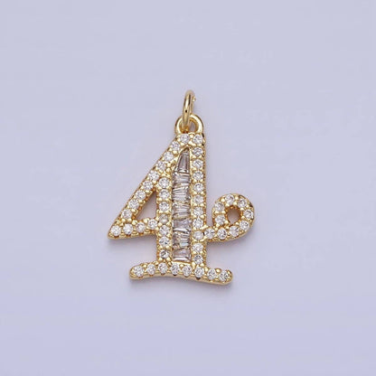 Micro Pave CZ Numbering Charms Pave Dangle Gold Filled Over Brass Number Charms Women Pave Number Findings Number 0-9 Charms AC519 - AC528: All # 0-9
