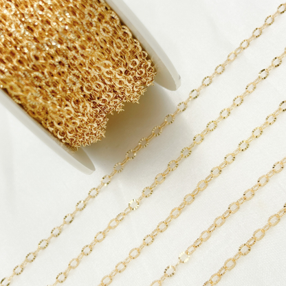 Permanent  Jewelry  14k Gold Filled Diamond Cut Oval Link: 7in. / 2.1mm-3mm / Cable