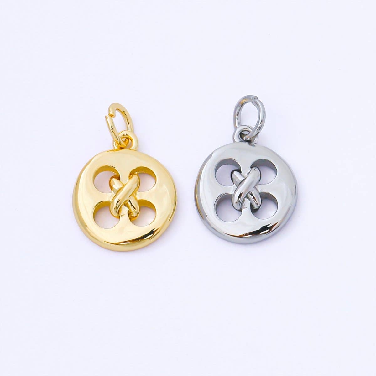 24K Gold Filled 11mm Clothes Buttons Charm in Gold & Silver | AF1549: GOLD