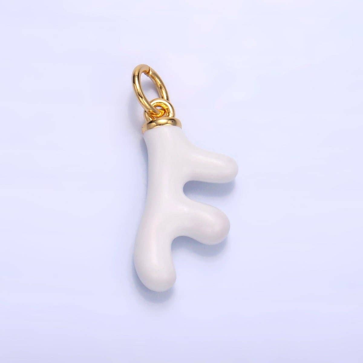 24K Gold Filled Red, White, Blue Enamel Coral Reef Sea Charm | W324 W440: White