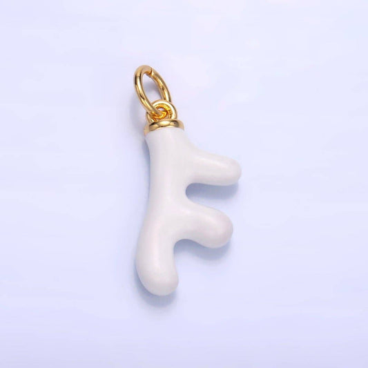 24K Gold Filled Red, White, Blue Enamel Coral Reef Sea Charm | W324 W440: White