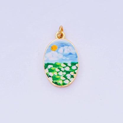 24K Gold Filled 23mm Enamel Art Oval Spring Holiday Charm in Flower, Butterfly, & Nature | AH-544 AH-545, AJ-513, AJ-514, AJ-520, AJ-528 - AJ530, AJ-532 - AJ-535, AJ-539 AJ-540, AJ-544 AJ-545, AJ-547: 18. Tomato