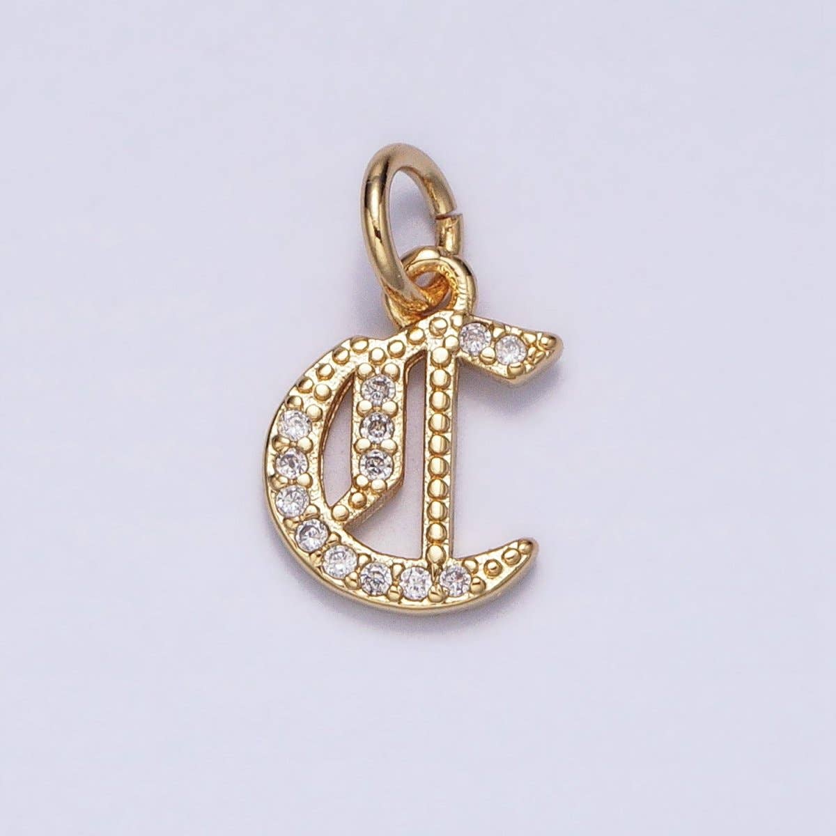 16K Gold Filled Initial Letter Old English Font Personalized Micro Paved Add-On Charm | A-572-A-584: ALL INITIAL
