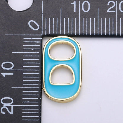 Black, Blue, Pink, Green, Yellow, Red Enamel Bottle Opener Gold Filled Charm - D-374- D-383: Pink