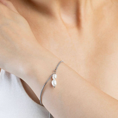 18K Gold PVD Stainless Steel Double Freshwater Charm: Gold