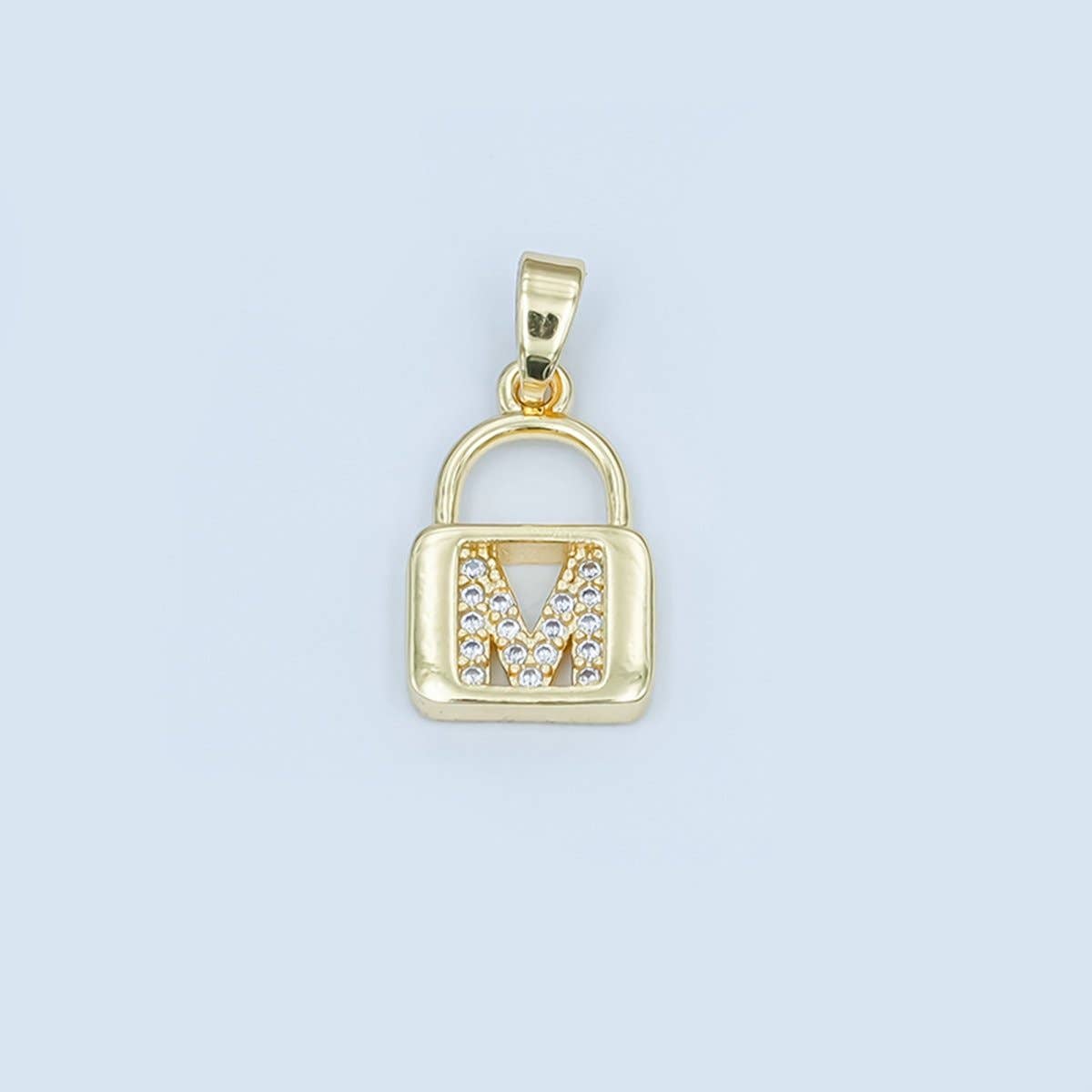 24K Gold Filled Micro Paved Initial Letter Padlock Pendant | A001 - A013: Letter K