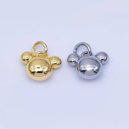 24K Gold Filled 7mm Chubby Mouse Ears Animal Charm in Gold & Silver | AF1583: SILVER