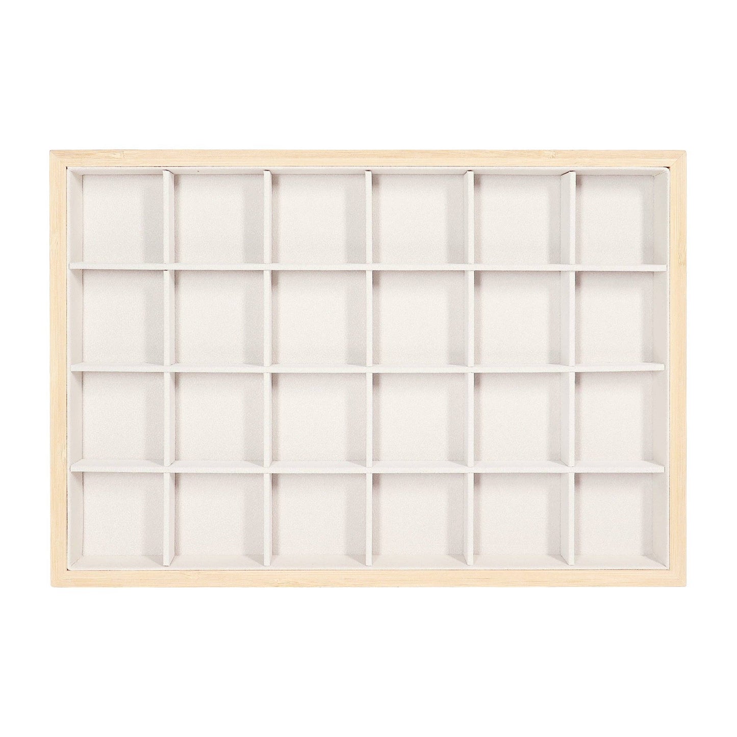 Natural Wood & Suede 24 Unit Jewelry Tray Display