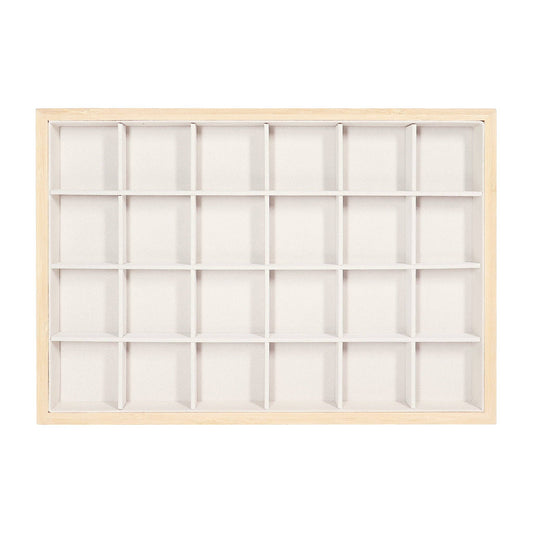 Natural Wood & Suede 24 Unit Jewelry Tray Display