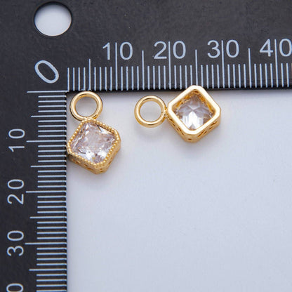 18K Gold Filled Clear CZ Rhombus Bezel Add-On Drop Earring Charm | AF767