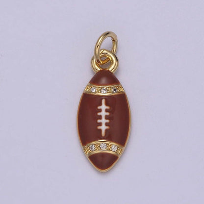 Mini Gold Football Charm Sports Ball Super Ball Party Jewelry Necklace Earring Bracelet Making N-925 - N-928: Brown