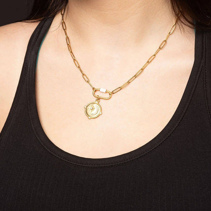 18K Gold PVD Colorful Carabiner Necklace: Purple / 16"+2"