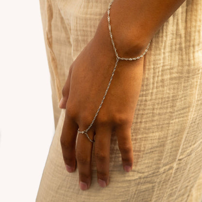 18K Gold PVD Stainless Steel Singapore Hand Chain: Stainless