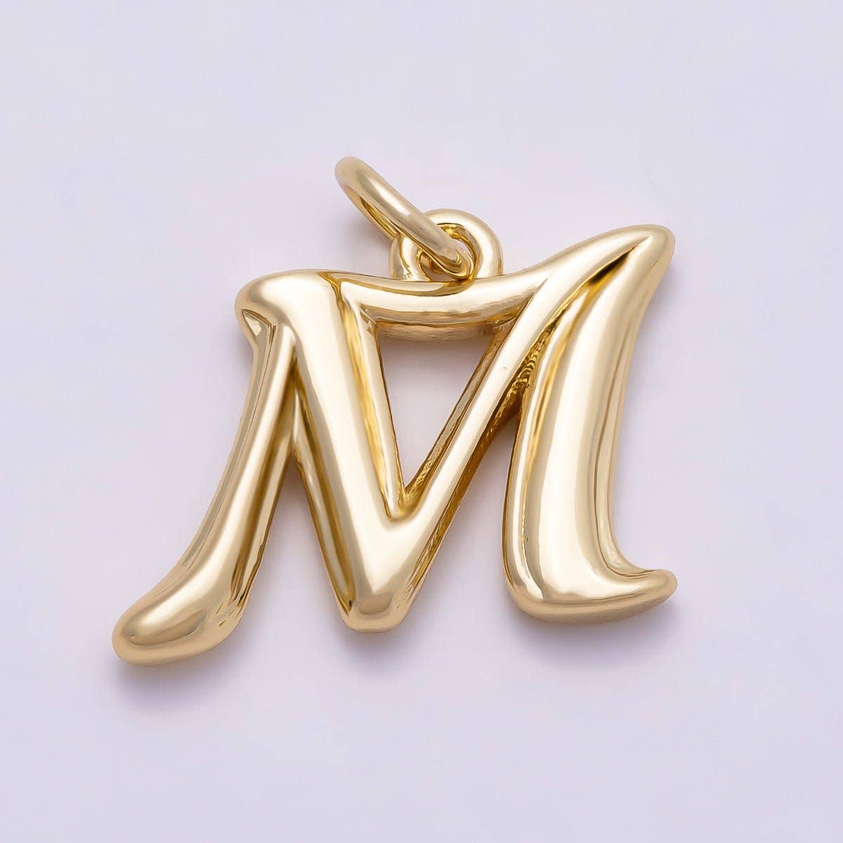16K Gold Filled 14mm Minimalist Molten Alphabet Initial Letter Charm | Charms-00908 ~ Charms-00933: Letter A