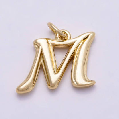 16K Gold Filled 14mm Minimalist Molten Alphabet Initial Letter Charm | Charms-00908 ~ Charms-00933: Letter A