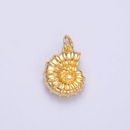 24K Gold Filled Nautilus Shell Multidimensional 3D Charm in Gold & Silver | N014: Gold