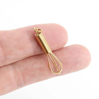 18K Gold PVD Stainless Steel Whisk Charm: Stainless