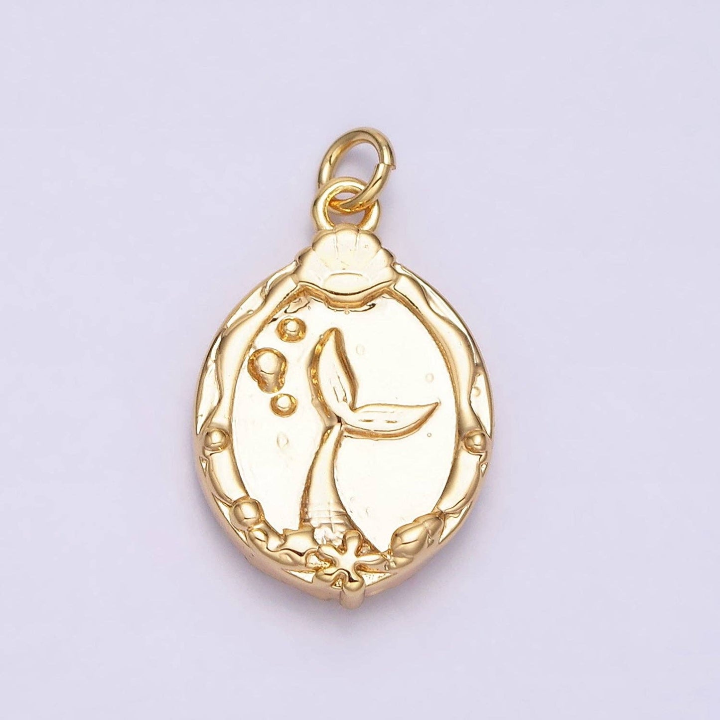 16K Gold Filled Double Sided Princess Mermaid  White, Pink, Blue Sparkly Enamel Charm in Gold & Silver | AC1087 - AC1092: Gold / White