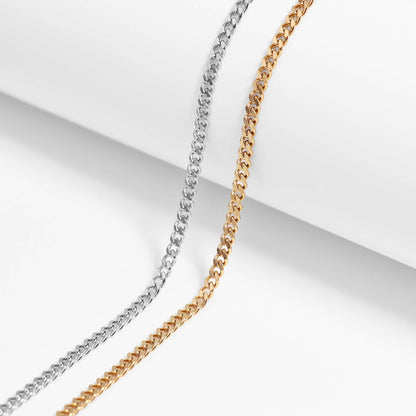 18K Gold PVD Stainless Steel Curb Chain Necklace: 18" / 4mm