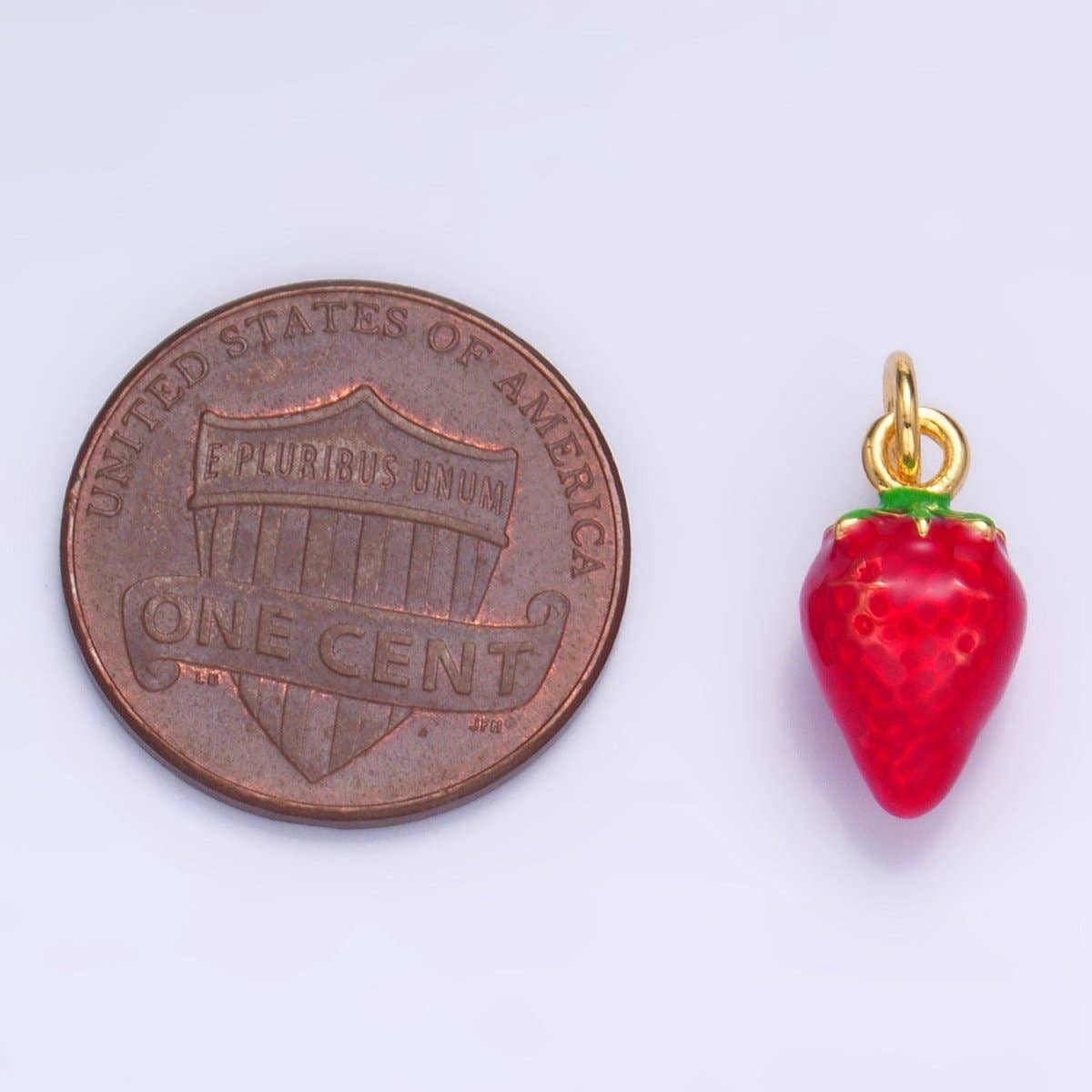 24K Gold Filled Strawberry Fruit Enamel Charm | W005