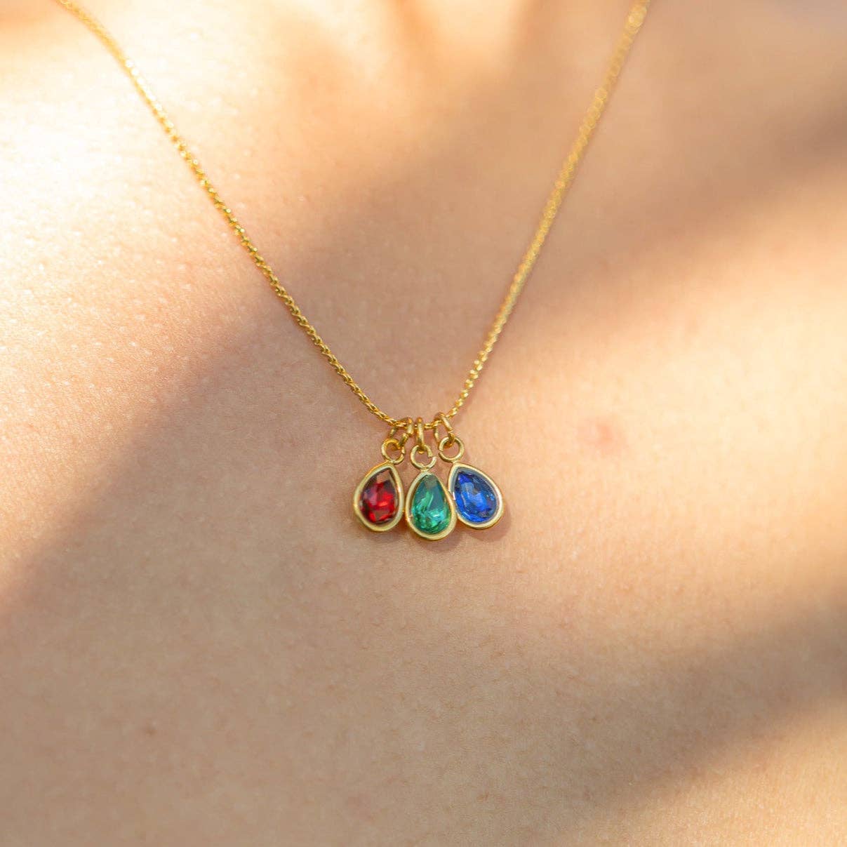 18K Gold PVD Teardrop Birthstone Charm: July