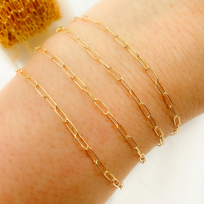 Permanent Jewelry  14k Gold Filled Smooth Paperclip Chain: 7in