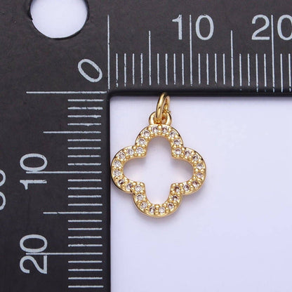 Gold, Silver Mini Lucky Four-Leaf Clover Quatrefoil Open Charm | AC-733 AC-734: Silver