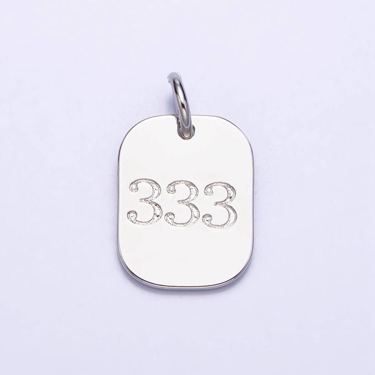 Dainty Silver Tag Angel Number Numerology Engraved Small Military Tag Charm add on Pendant | AC062-AC071: 111