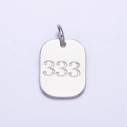 Dainty Silver Tag Angel Number Numerology Engraved Small Military Tag Charm add on Pendant | AC062-AC071: 111