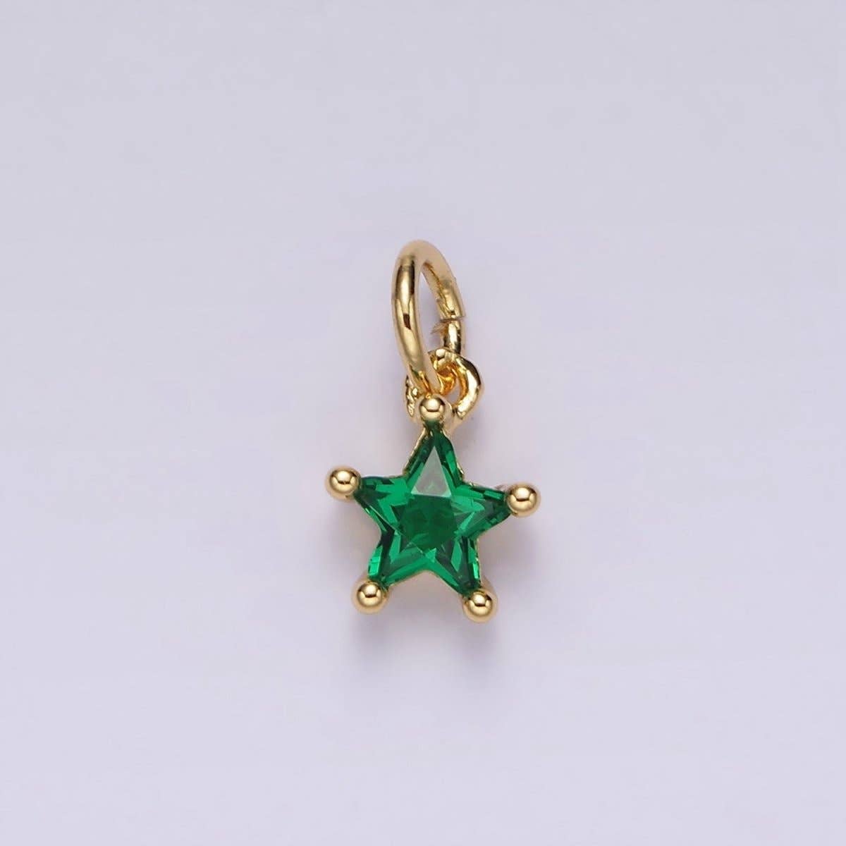 14K Gold Filled Celestial Star CZ Birthstone Personalized Add-On Charm | AG549 - AG560: Dark Blue
