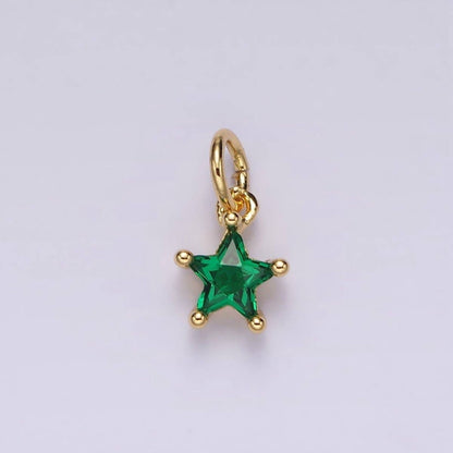 14K Gold Filled Celestial Star CZ Birthstone Personalized Add-On Charm | AG549 - AG560: Dark Blue