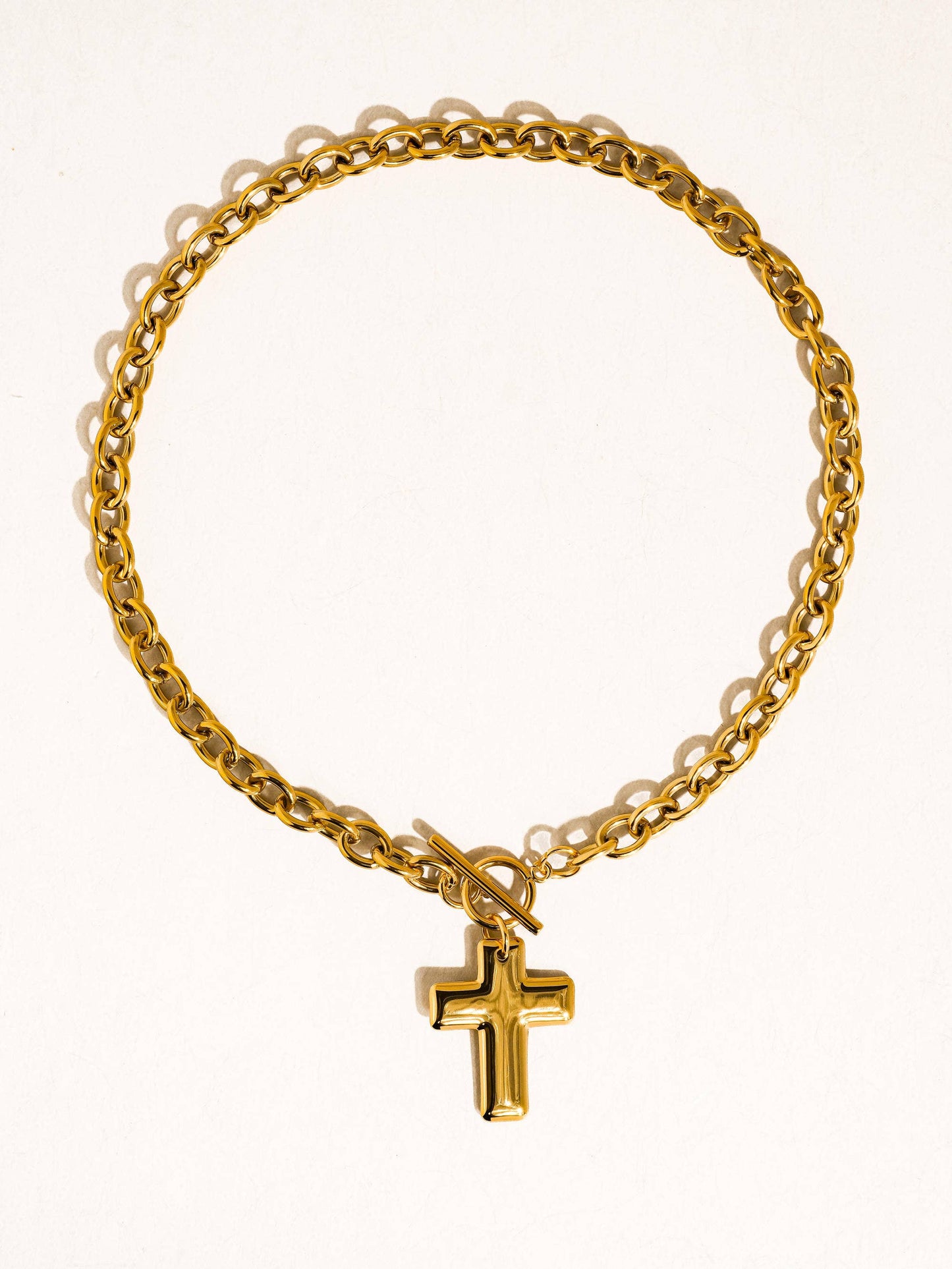 Trinite 18K Gold Non-Tarnish Cross Pendant Necklace: Yellow Gold
