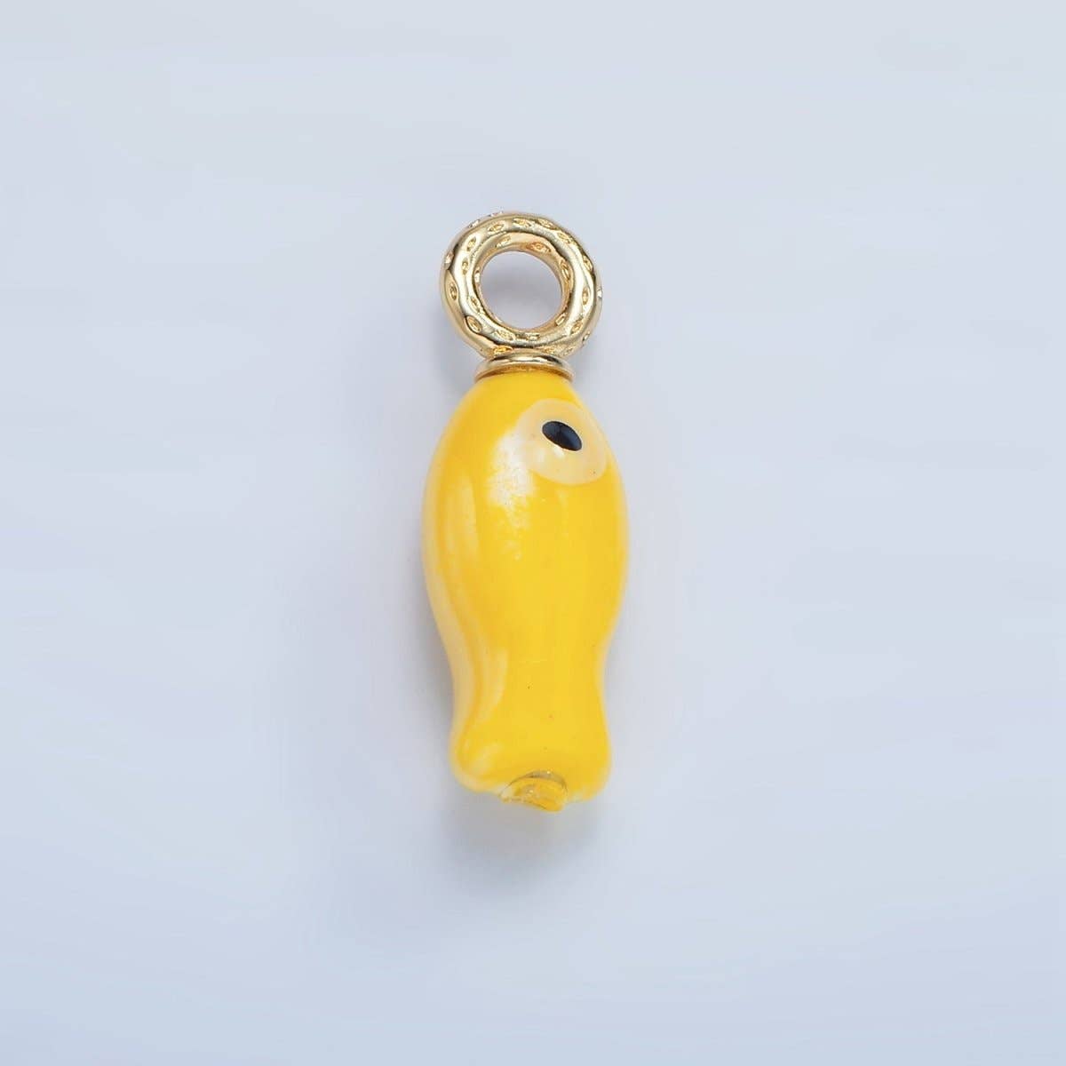 24K Gold Filled 30mm Enamel Fish Sea Animal Ceramic Drop Charm | X794 - X801: White
