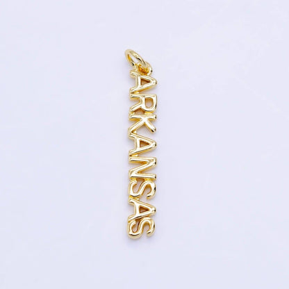 16K Gold Filled USA City States Script Tag Charm in Gold & Silver | D814 - D823: Gold / California