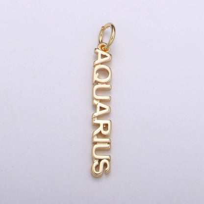 Gold Filled Zodiac Sign Script Words Mini Charm in Gold & Silver | A-A1815-A-A1820 | A-A1839-A-A1844: Silver / Gemini