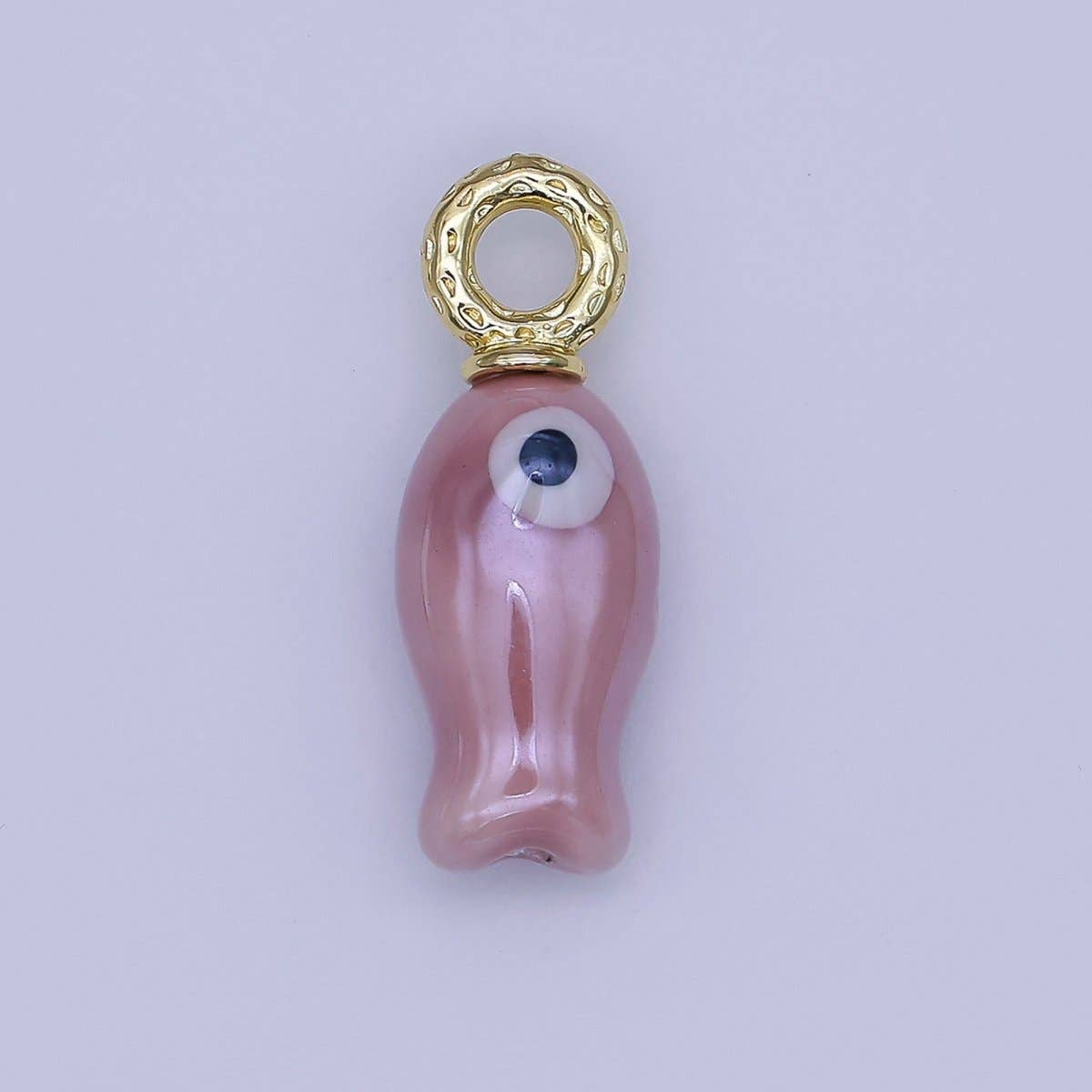 24K Gold Filled 30mm Enamel Fish Sea Animal Ceramic Drop Charm | X794 - X801: White