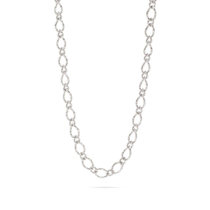 18K Gold PVD Stainless Steel Hammered Oval Chain Necklace: Stainless / 18+2"