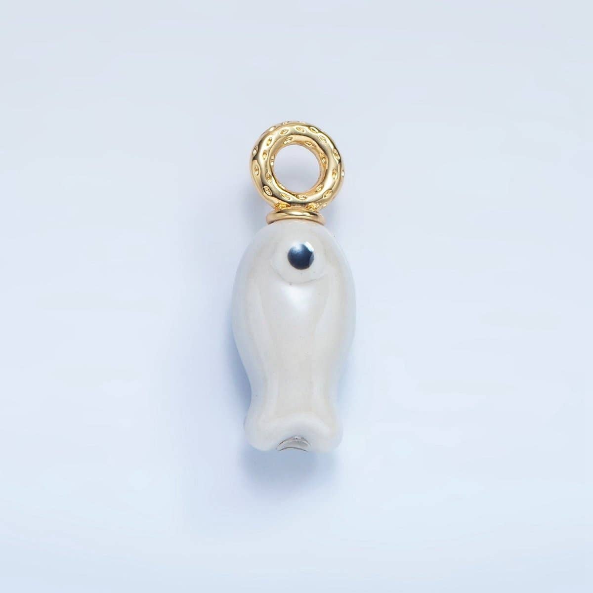 24K Gold Filled 30mm Enamel Fish Sea Animal Ceramic Drop Charm | X794 - X801: White
