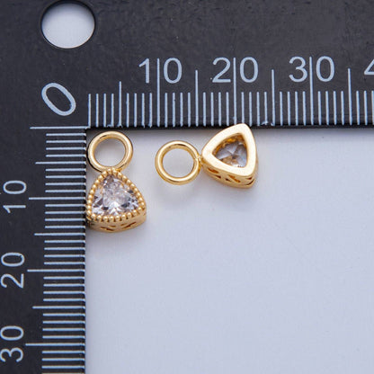 18K Gold Filled Clear CZ Triangle Bezel Add-On Drop Earring Charm | AF770