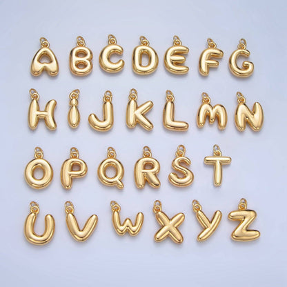 24K Gold Filled 17mm Initial Letter Chubby Balloon Charm | A1513 - A1525: Letter C