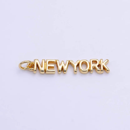 16K Gold Filled USA City States Script Tag Charm in Gold & Silver | D814 - D823: Gold / California