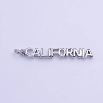 16K Gold Filled USA City States Script Tag Charm in Gold & Silver | D814 - D823: Gold / California