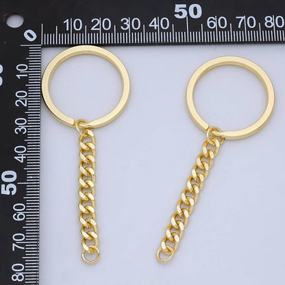 24K Gold Filled 3-Inch Curb Chain Drop Keychain Findings | Z1073