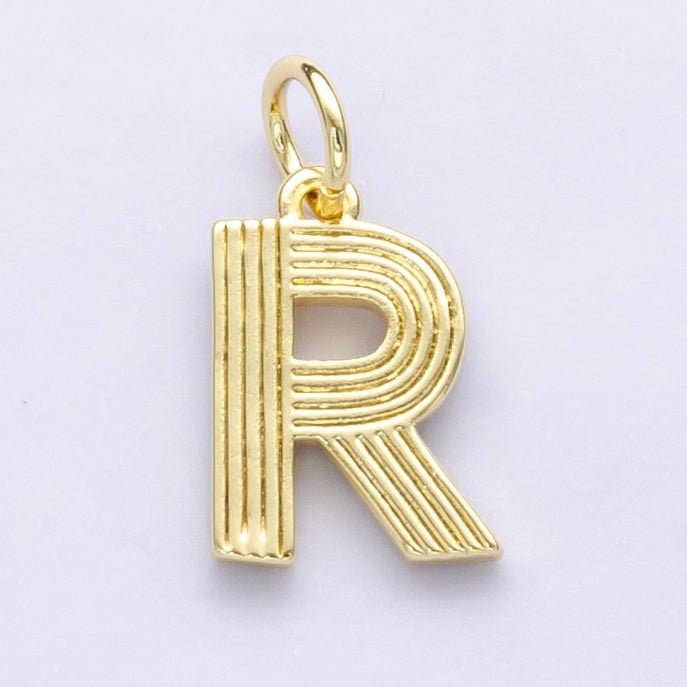 24K Gold Filled Groovy Disco Initial Letter Charm | A185 - A197: Letter C