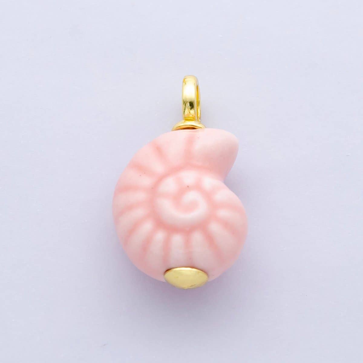 24K Gold Filled Nature Floral Mushroom Pet Sea Sell Ceramic Drop Charm: 21 Pink House