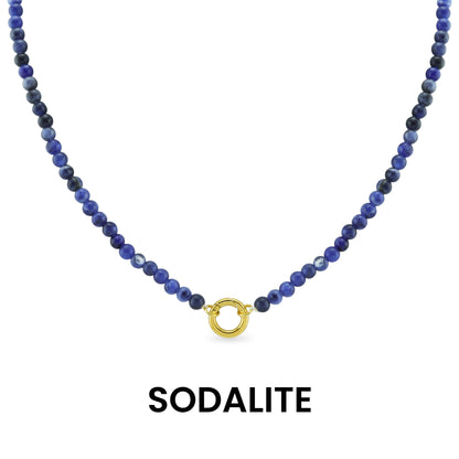Semi Precious Natural Stone Charm Keeper Necklace: Amazonite